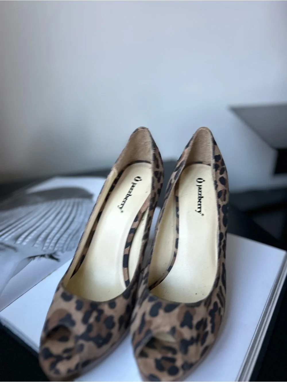 Leopard Print Peep-Toe Pumps - Brown/Black Jazzberyy 9 Leopard Print Platform Hi